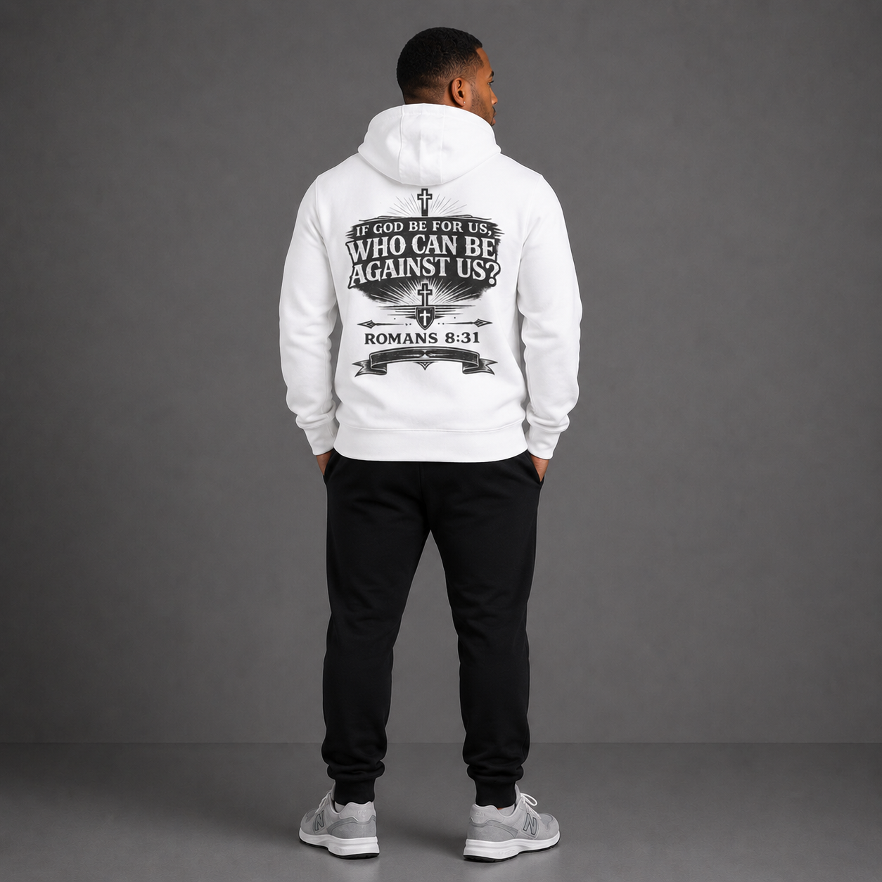 White - Romans 8:31 Men's Hoodie