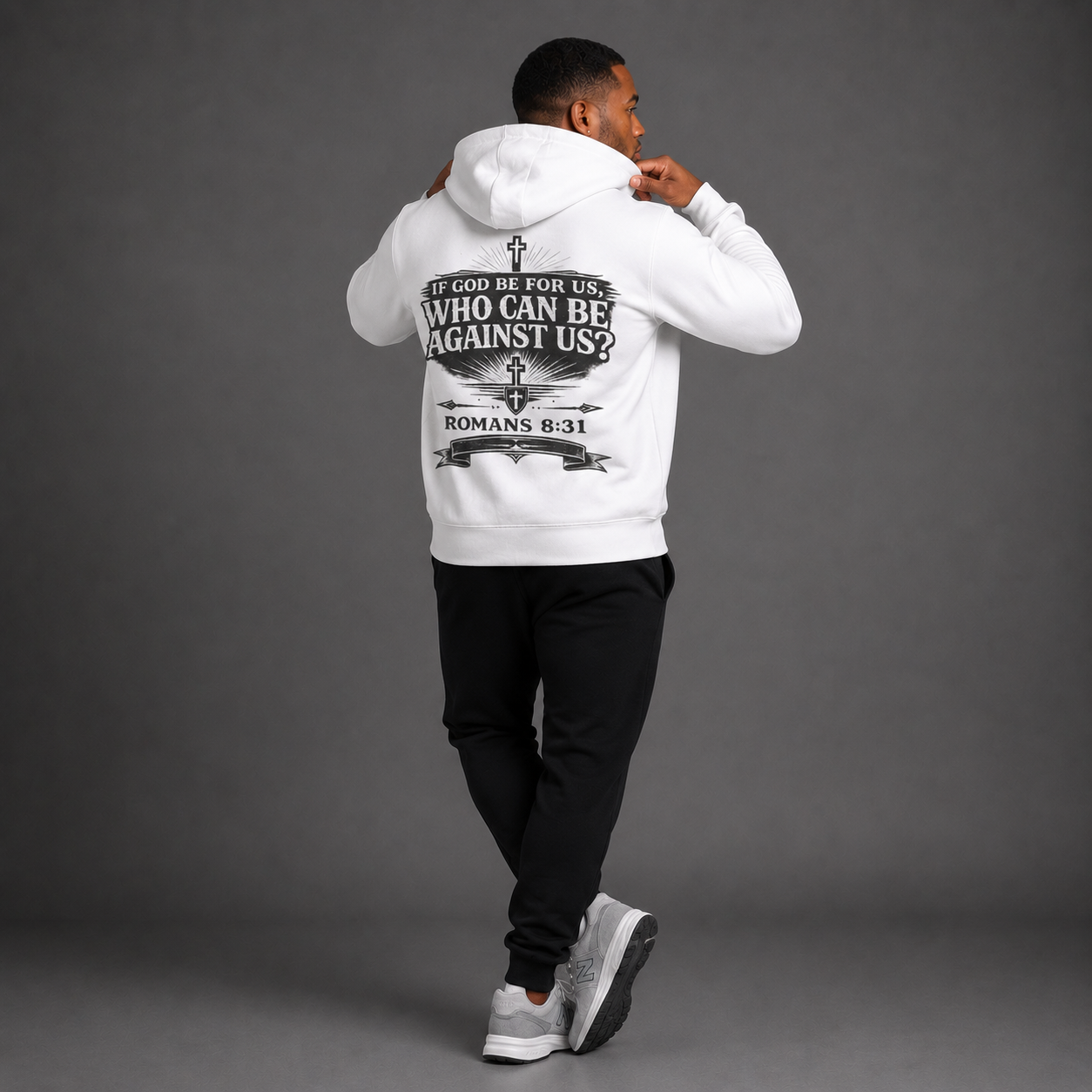 White - Romans 8:31 Men's Hoodie