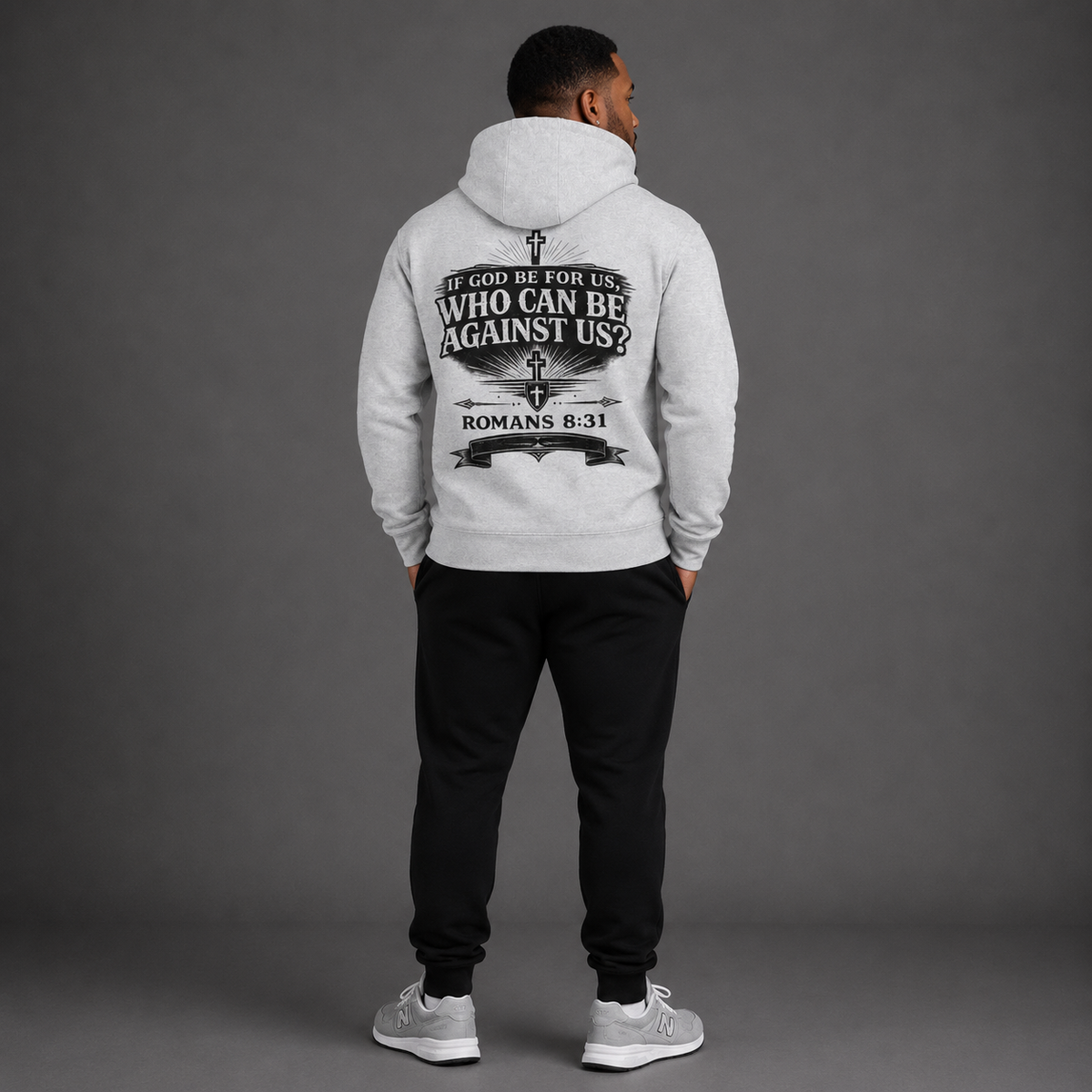 Heather Grey - Romans 8:31 Men's Hoodie