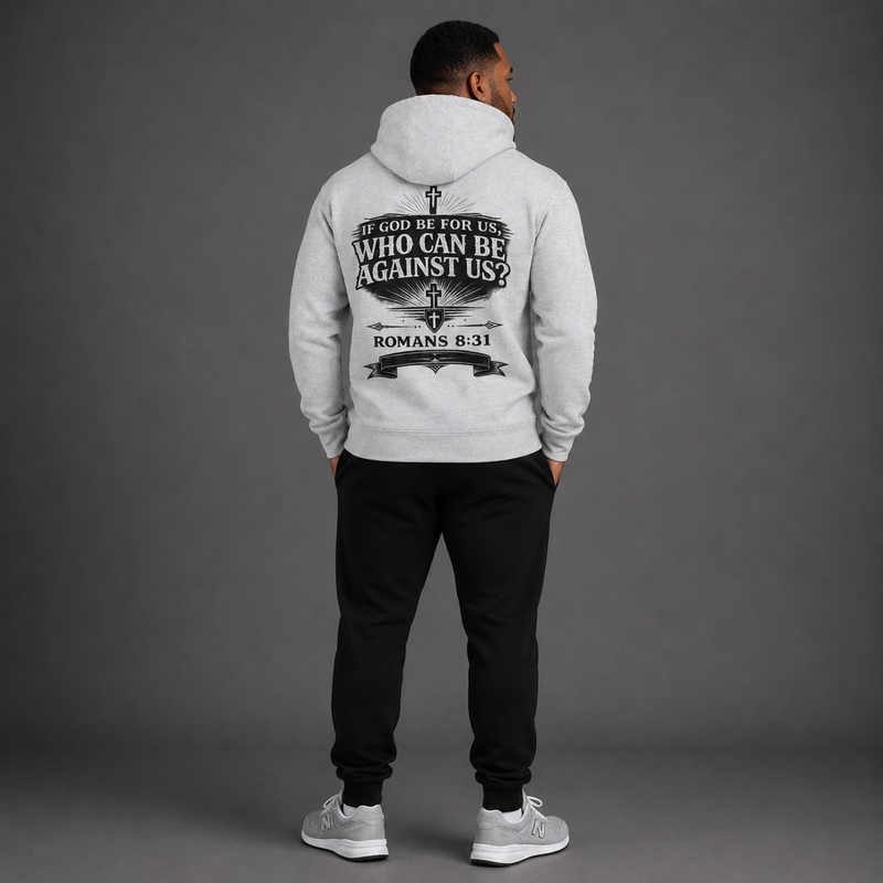 Heather Grey - Romans 8:31 Men's Hoodie