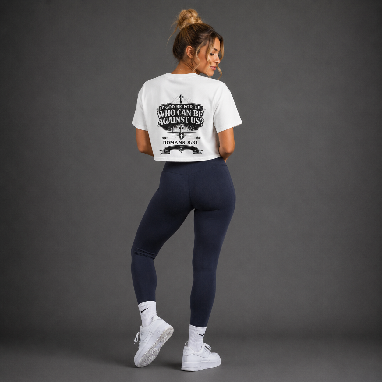 White - Romans 8:31 Women's Crop