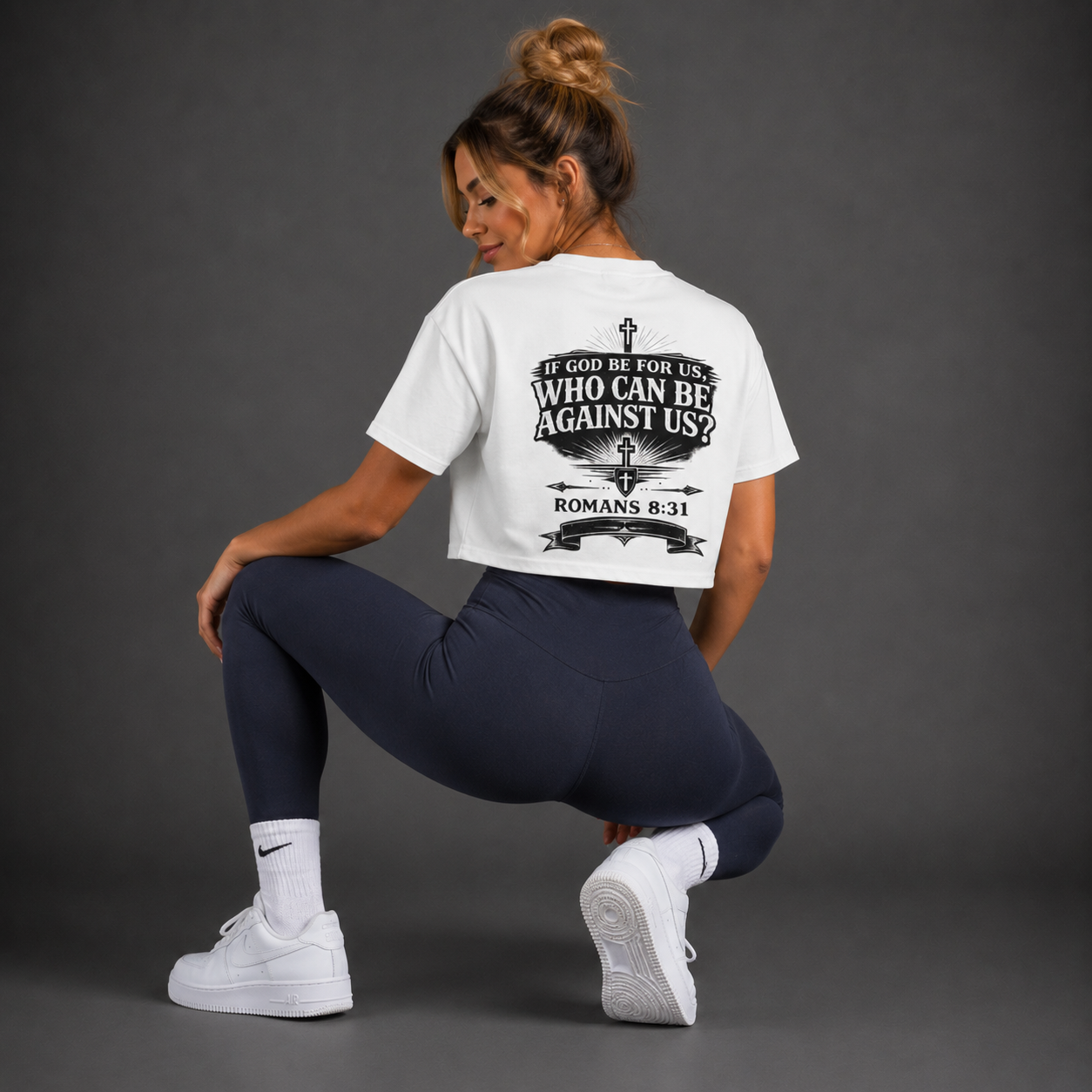 White - Romans 8:31 Women's Crop