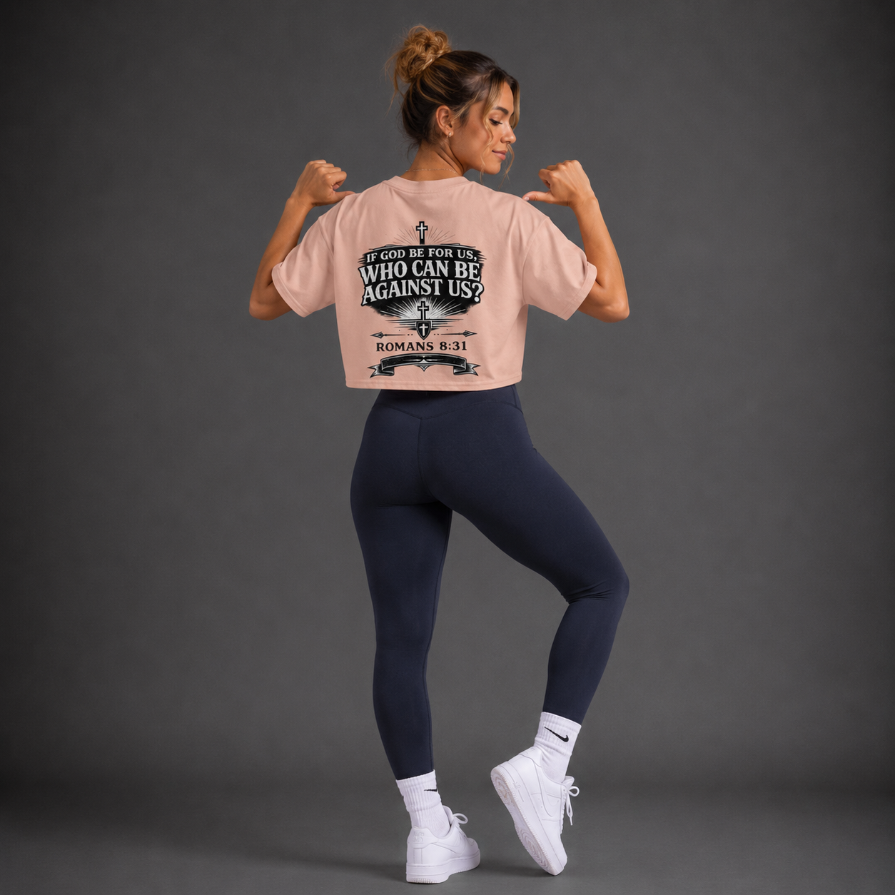 Pale Pink - Romans 8:31 Women's Crop