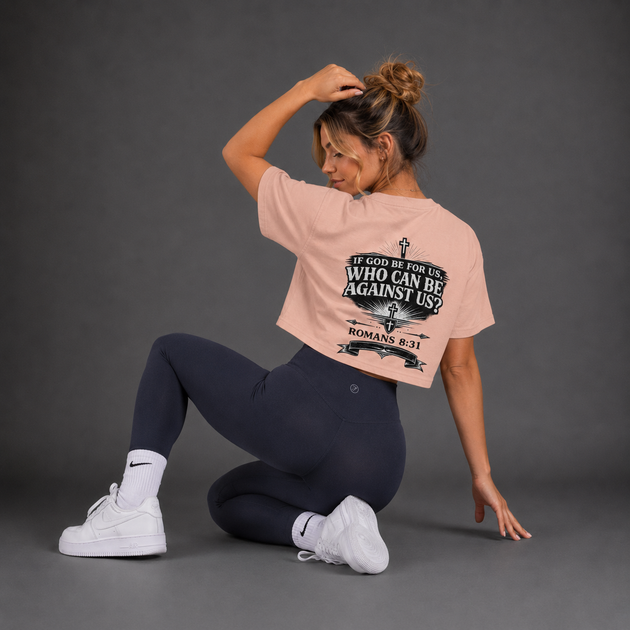 Pale Pink - Romans 8:31 Women's Crop