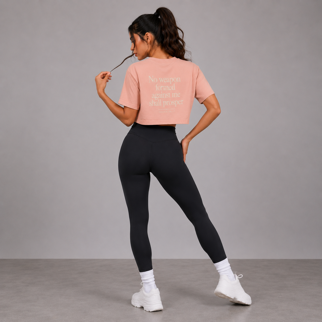 Pale Pink - No Weapon Formed Against me Crop Top
