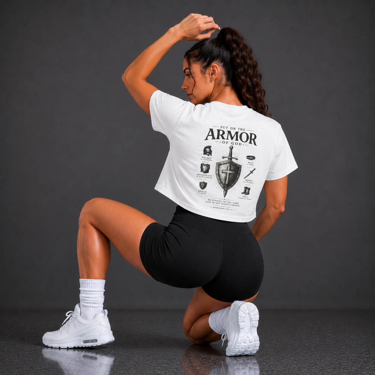 White - Armour of God Crop Tee