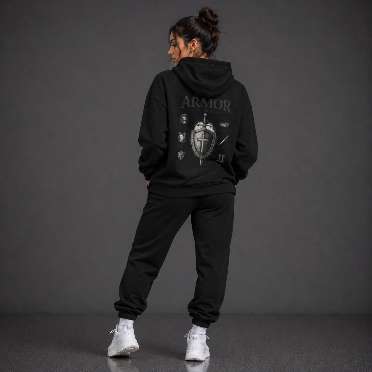 Black - Armour of God Oversized Hoodie