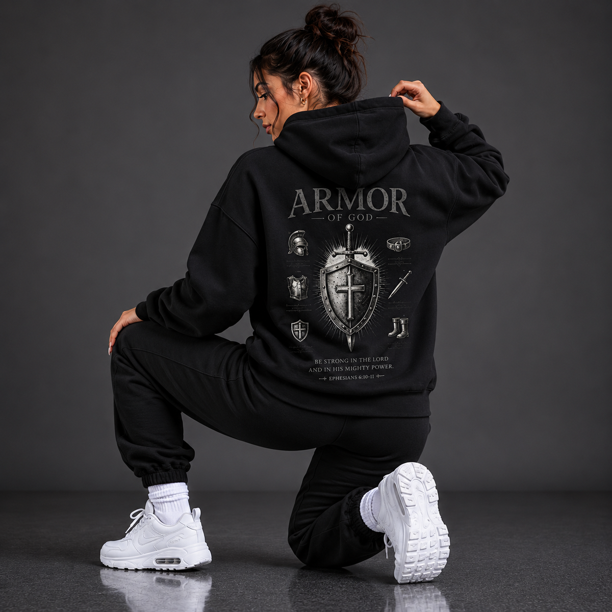 Black - Armour of God Oversized Hoodie