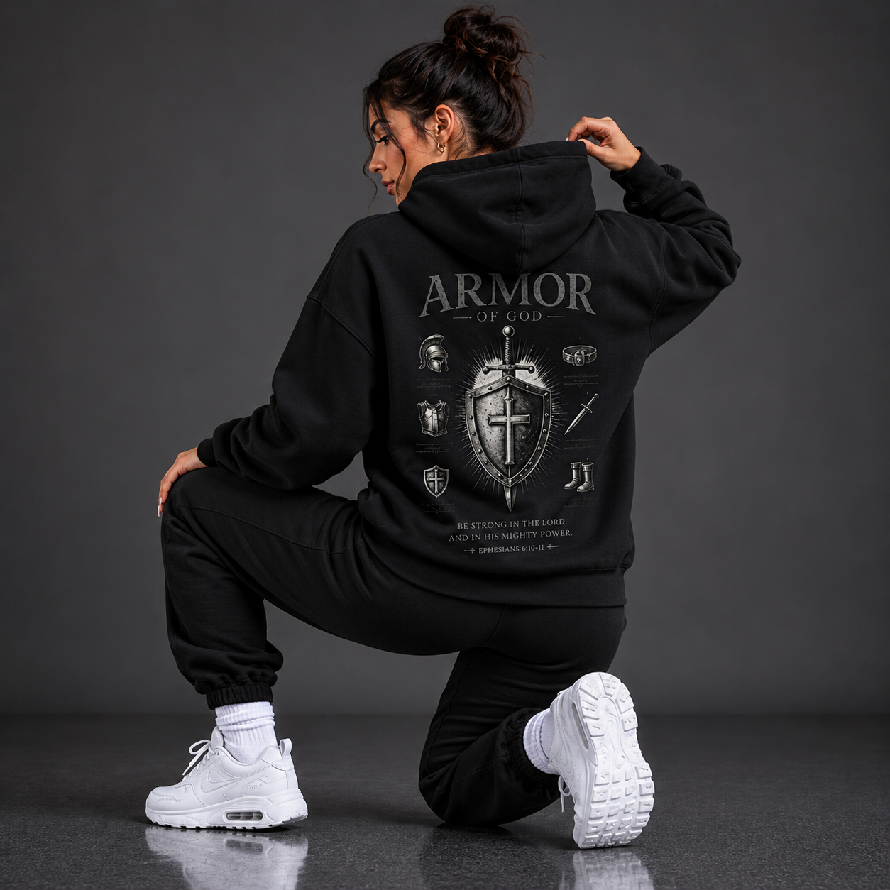Black - Armour of God Oversized Hoodie