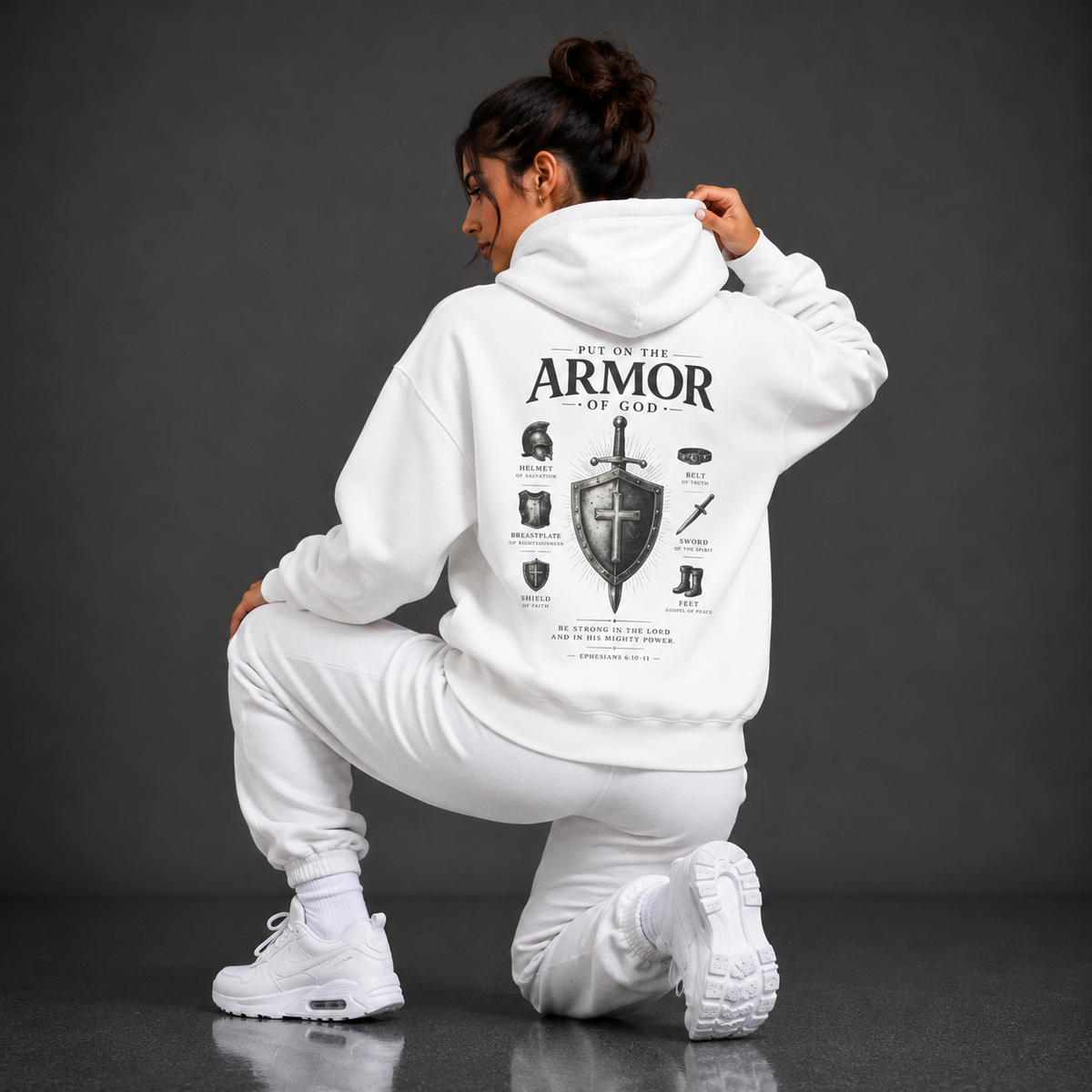 White - Armour of God Oversized Hoodie