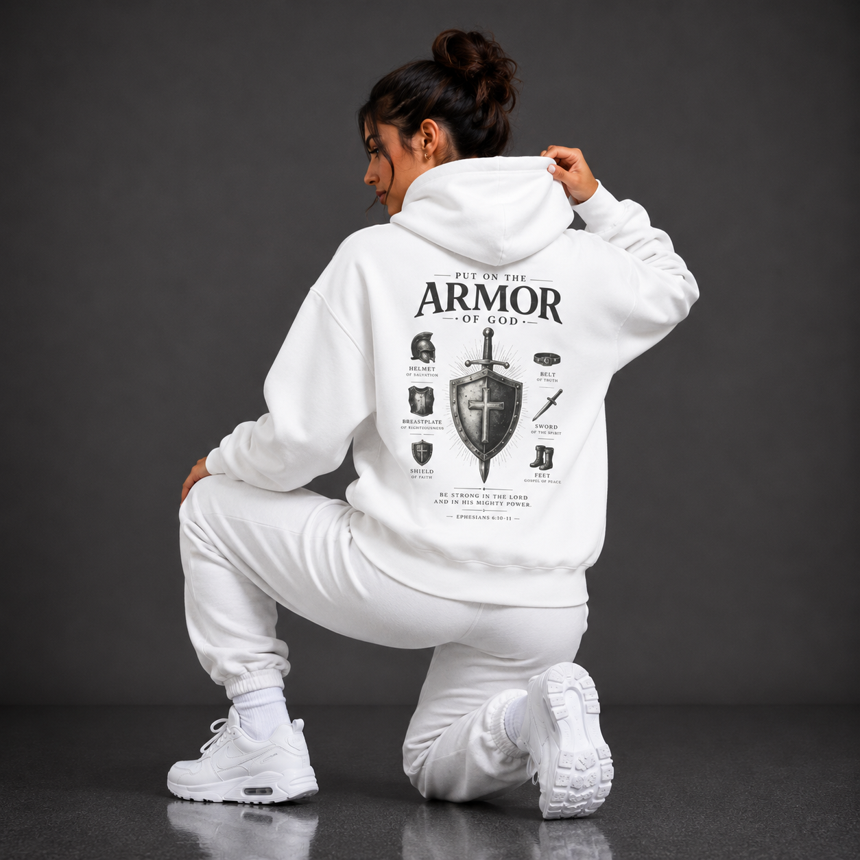 White - Armour of God Oversized Hoodie