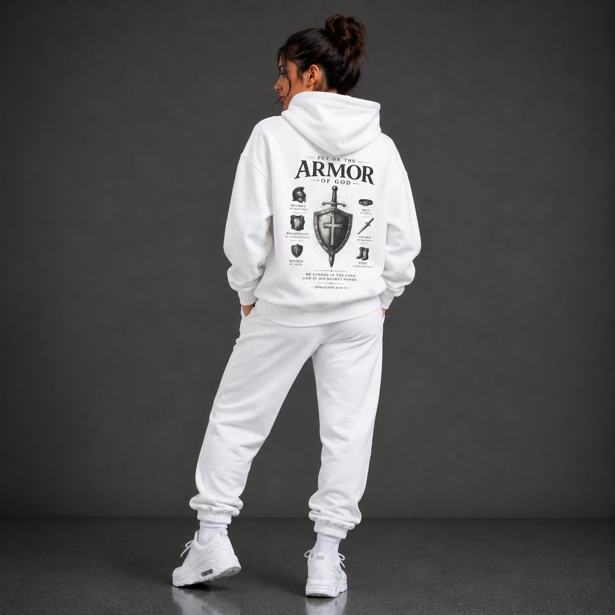 White - Armour of God Oversized Hoodie