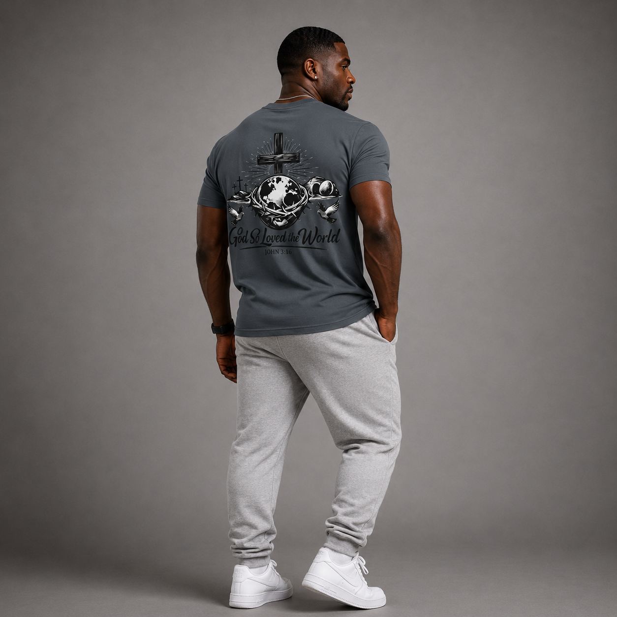 Charcoal Grey - God So Loved The World Performance Tee