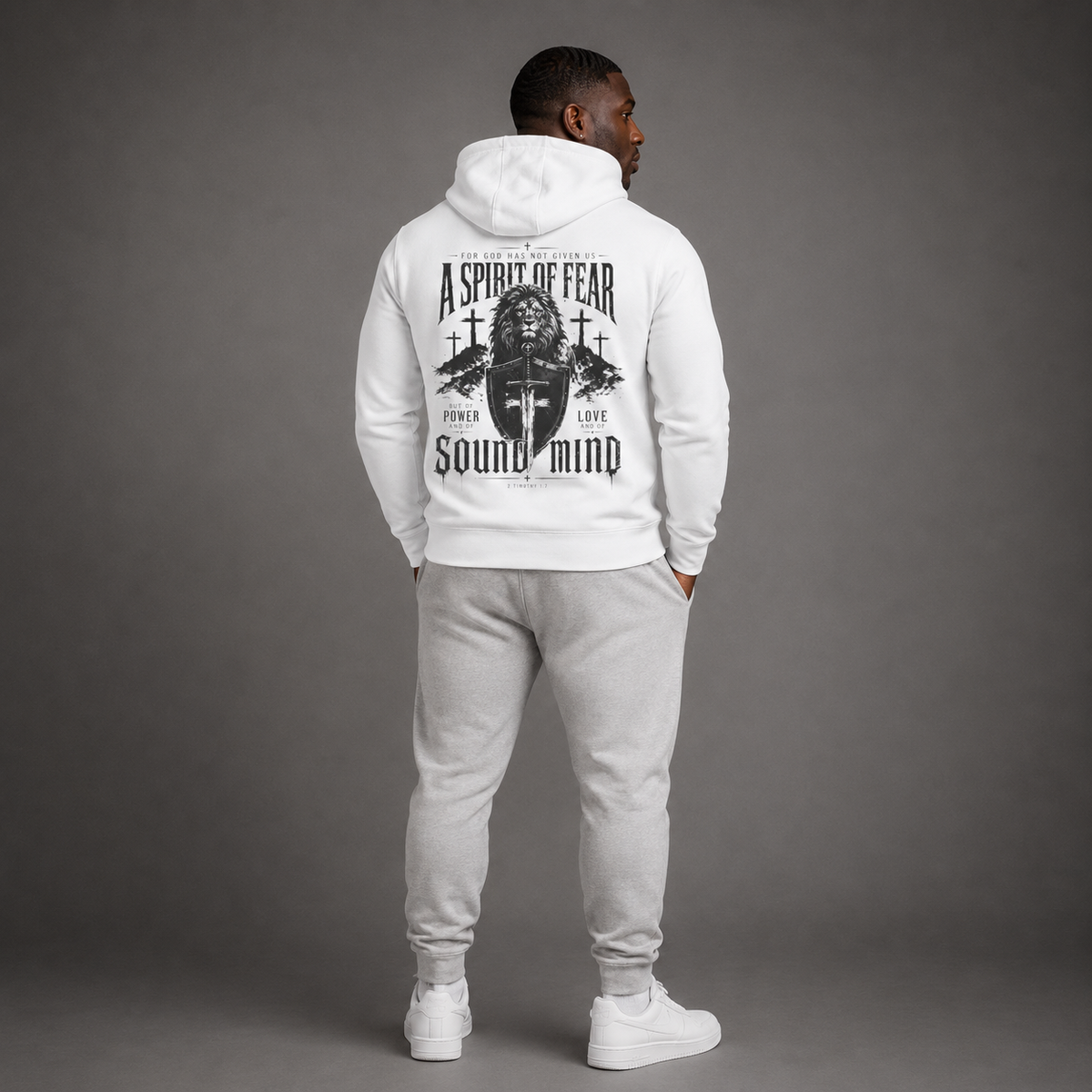 White - A Spirit of Power Men's Hoodie