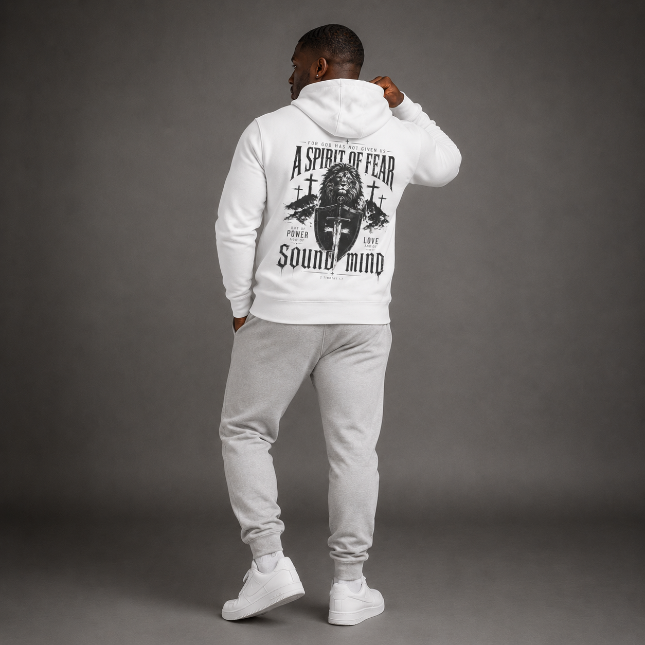White - A Spirit of Power Men's Hoodie