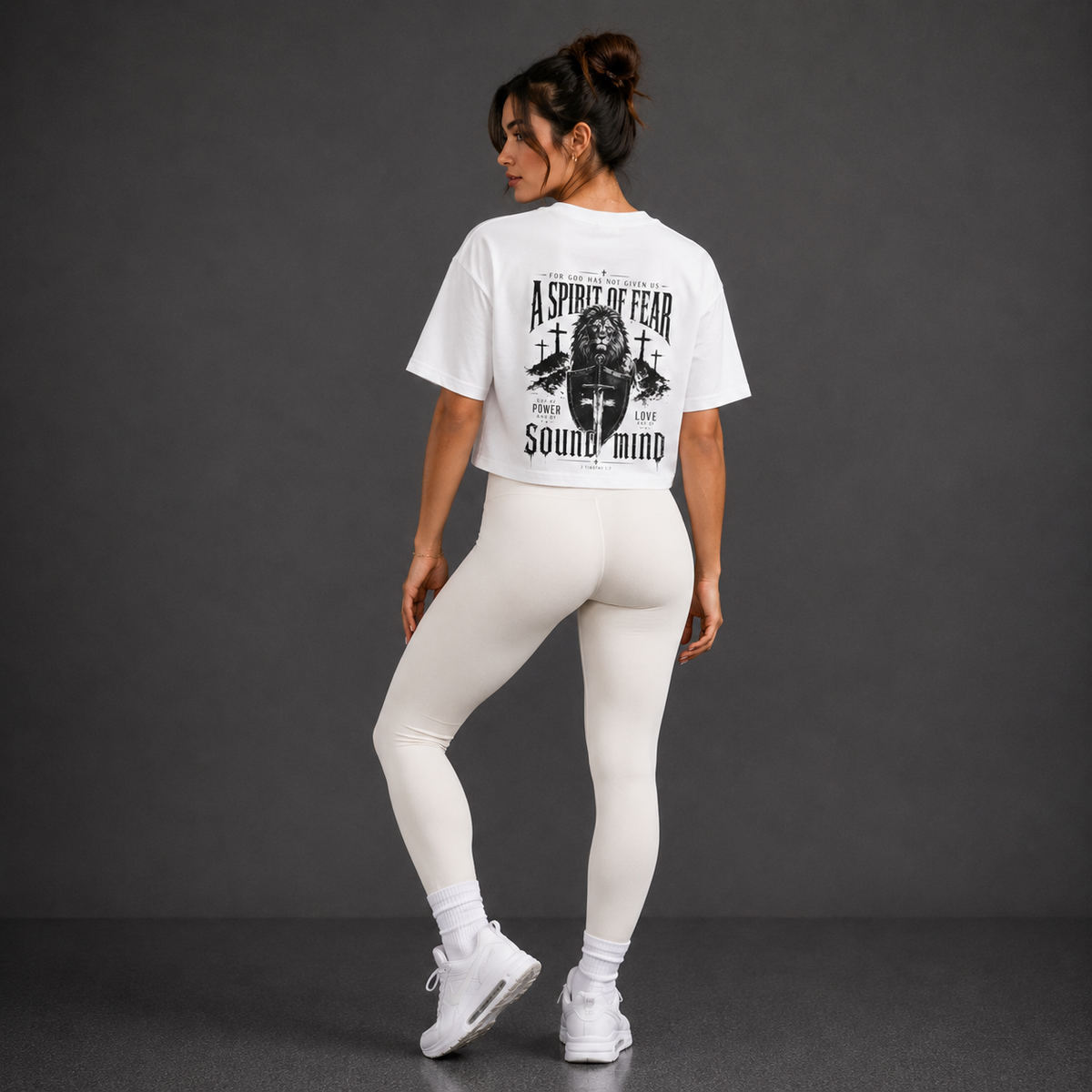 White - A Spirit of Power Crop Top