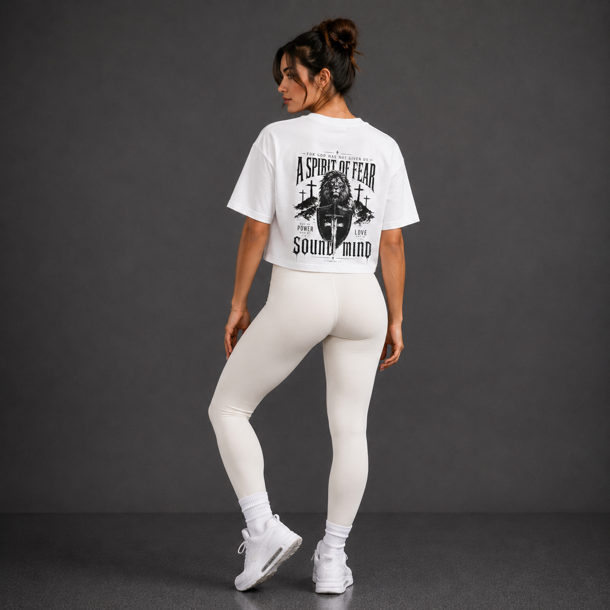 White - A Spirit of Power Crop Top