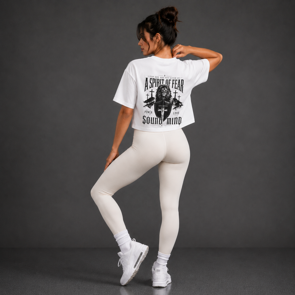 White - A Spirit of Power Crop Top