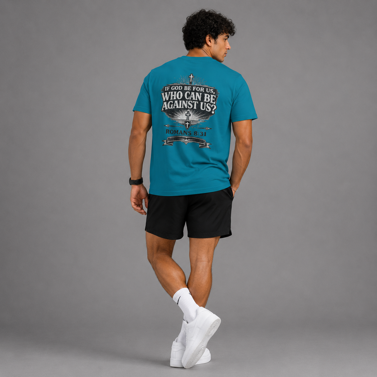 Tropic Blue - If God Be For Us Who Can Be Against Us Men's Performance Tee