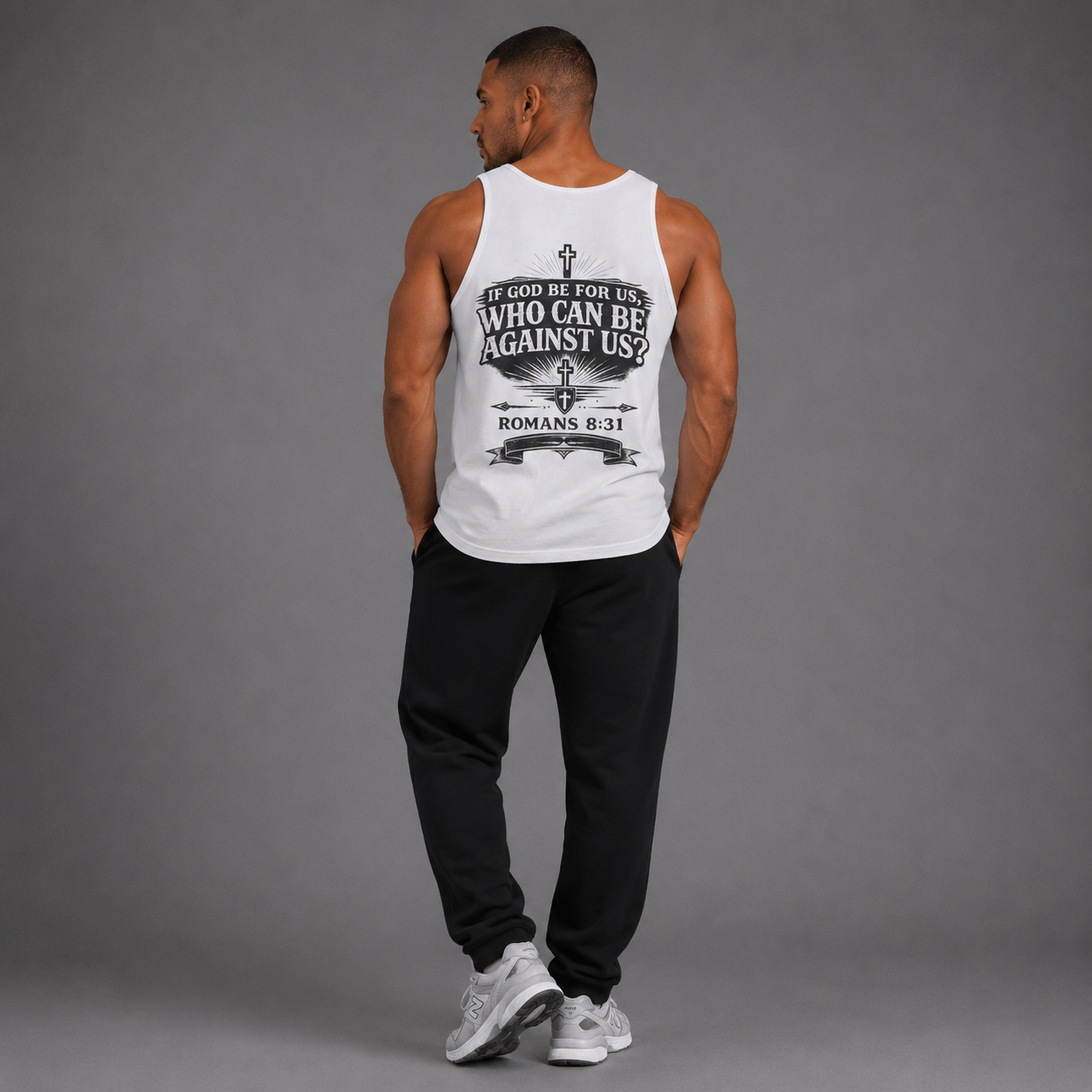 White - If God Be For Us, Who Can Be Against Us Men's Tank