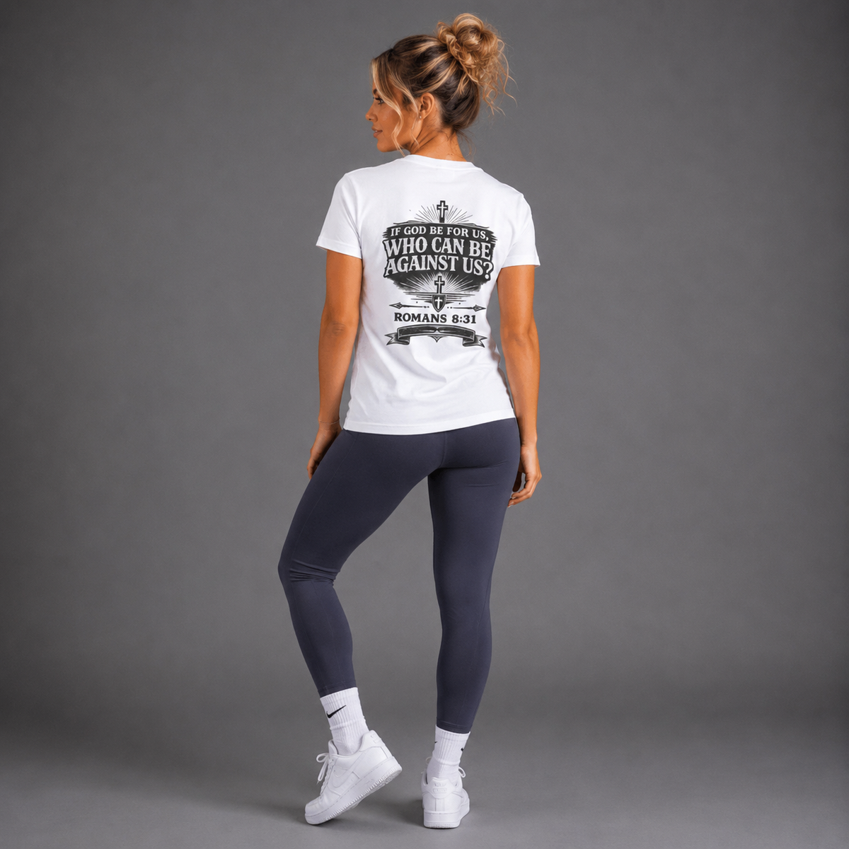 White - Romans 8:31 Women's Performance Tee