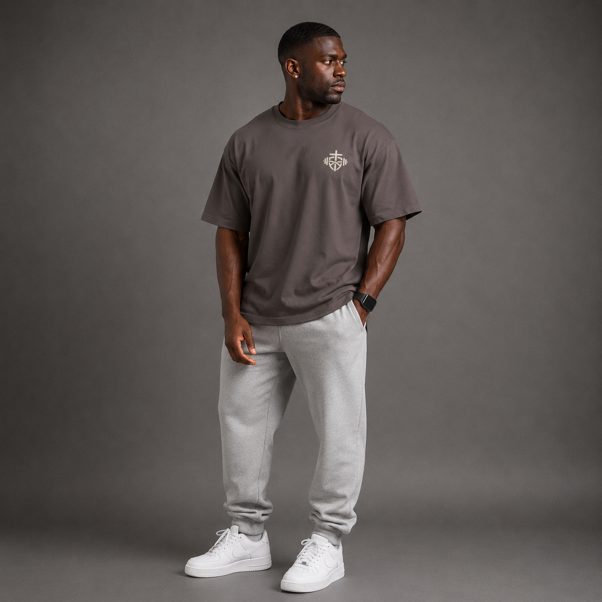 Dark Grey - Romans 8:31 Men's Oversized Tee