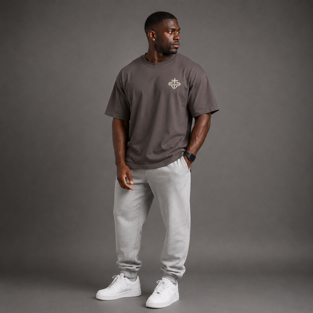 Dark Grey - Romans 8:31 Men's Oversized Tee