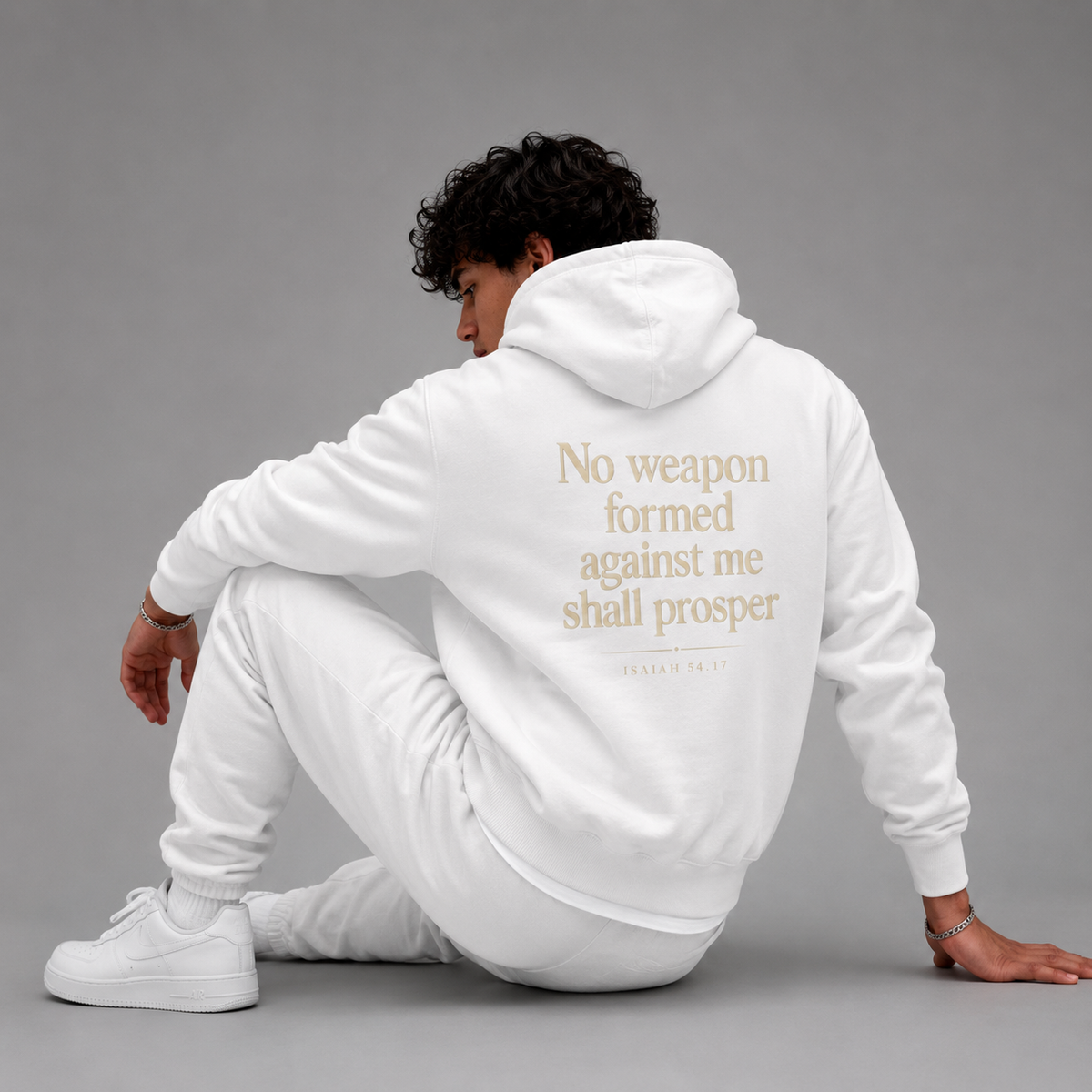White - Isaiah 54:17 No Weapon Hoodie