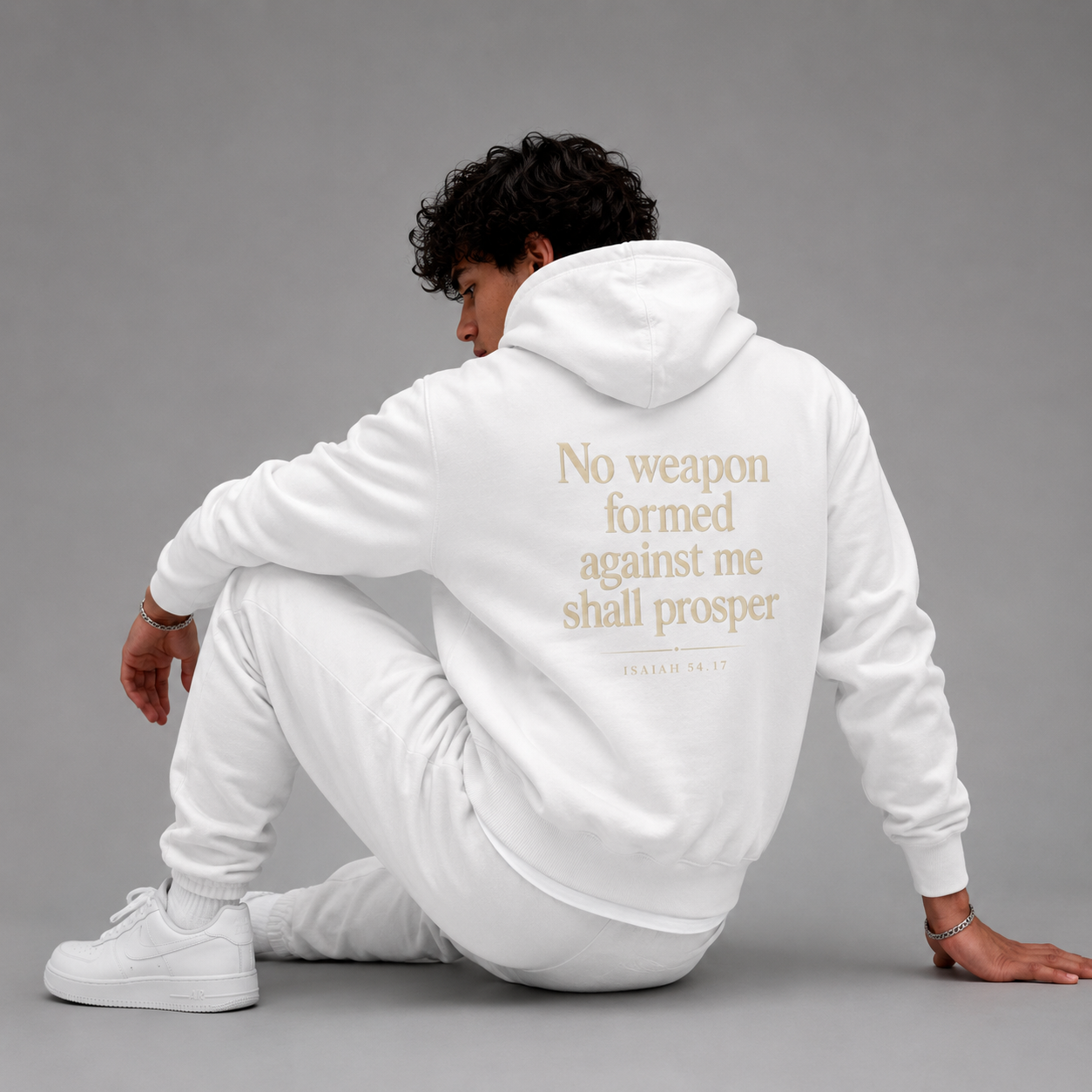 White - Isaiah 54:17 No Weapon Hoodie