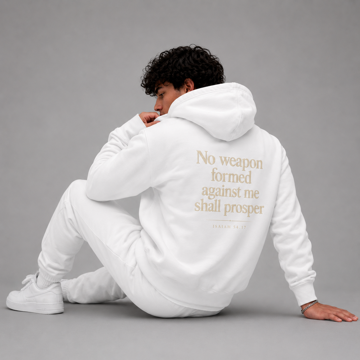 White - Isaiah 54:17 No Weapon Hoodie