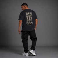 Navy - Jesus Saves Cross Graphic T-Shirt