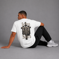 White - Jesus Saves Cross Graphic T-Shirt