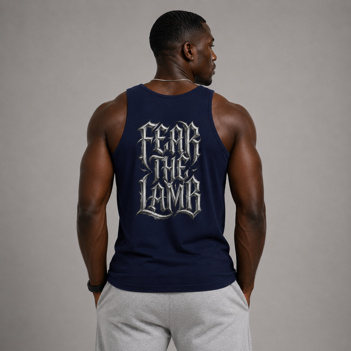 Navy - Fear the Lamb Tank Top