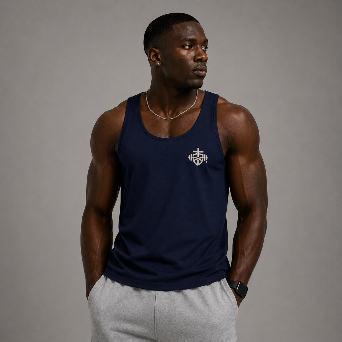 Navy - Fear the Lamb Tank Top