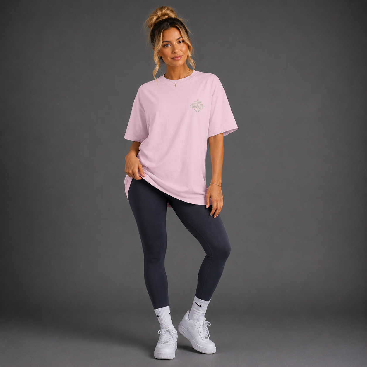 Powder Pink - Romans 8:31 Women's Oversized Tee